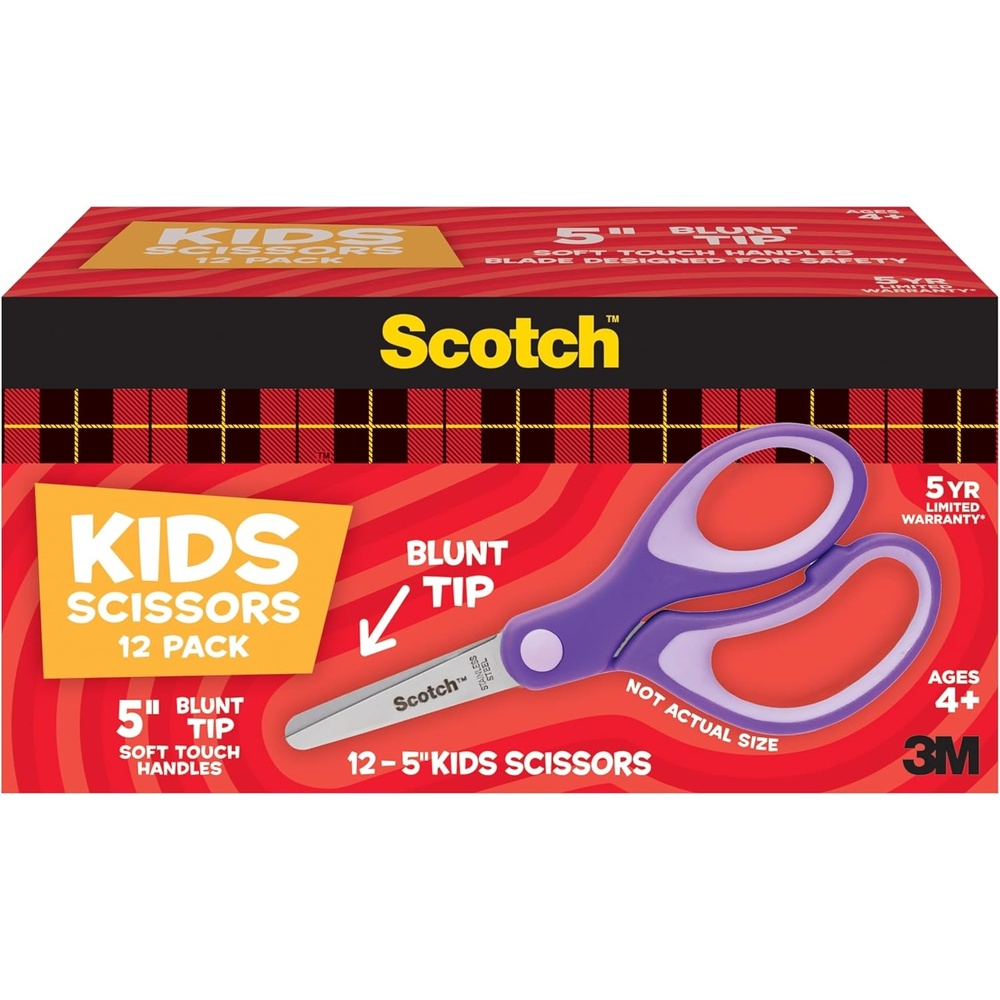 image:imageScotch 5 Soft Touch Blunt Kid Scissors Purple 12 Count Teachers Pack Ideal for School Supplies and Classroom ProjectsStainless SteelPurple