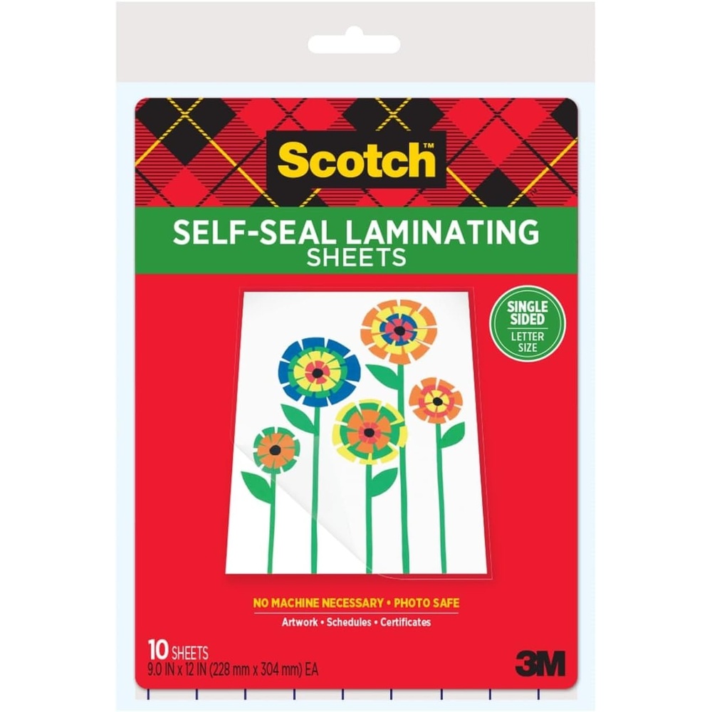 image:imageScotch SelfSeal SingleSided Laminating Sheets Letter Size 9 in x 12 in 10Pack