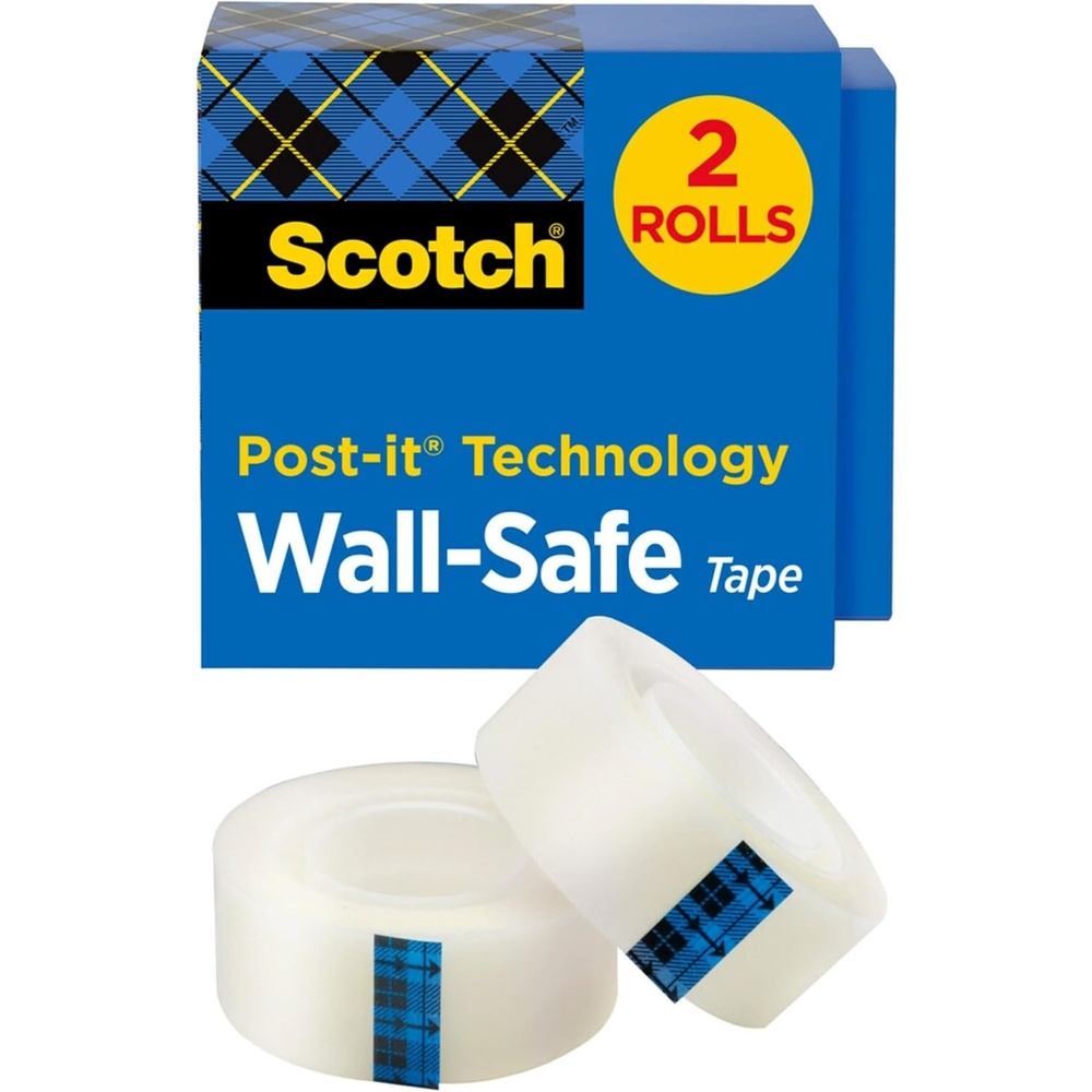 image:imageScotch WallSafe Tape 2 Rolls Sticks Securely Removes Cleanly Invisible Designed for Displaying Photo Safe 34 in x 800 in 813S234 in x 800 in