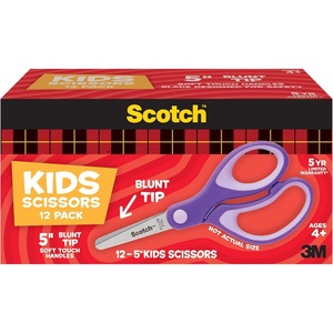 Scotch 5″ Soft Touch Blunt Kid Scissors, Purple, 12 Count Teacher’s Pack, Ideal for School Supplies and Classroom Projects,Stainless Steel(Purple)