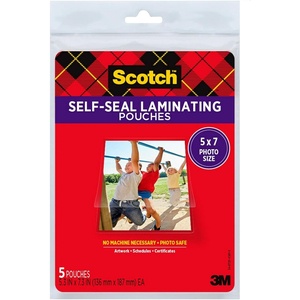 Scotch Glossy Document or Photo Laminating Pouch, 5 x 7 Inches, 5-Pack (PL905)(5 Pack)