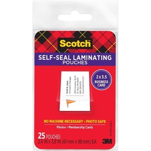 Scotch Self-Sealing Laminating Pouches, Business Card Size 2.4 in x 3.8 in, Great for Gift Tags, 10-Pack(25 Pouches (Pack of 12))