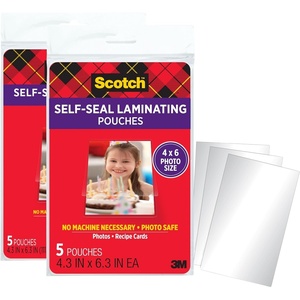 Scotch Self-Sealing Laminating Pouches, Gloss Finish, Photo Size 4 x 6 Inches, 5/Pack(2 Pack)