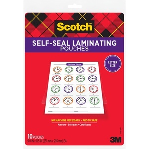 Scotch Self-Sealing Laminating Sheets, Gloss Finish, 9 in x 11.5 in, Easy to Use and No Laminator Needed, 5/Pack(10-Pack)