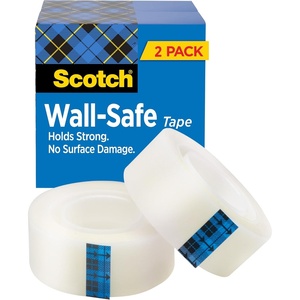 Scotch Wall-Safe Tape, 2 Rolls, Sticks Securely, Removes Cleanly, Invisible, Designed for Displaying, Photo Safe, 3/4 in x 800 in (813S2)(3/4 in x 1296 in)