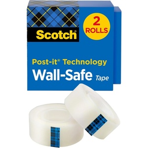 Scotch Wall-Safe Tape, 2 Rolls, Sticks Securely, Removes Cleanly, Invisible, Designed for Displaying, Photo Safe, 3/4 in x 800 in (813S2)(3/4 in x 800 in)