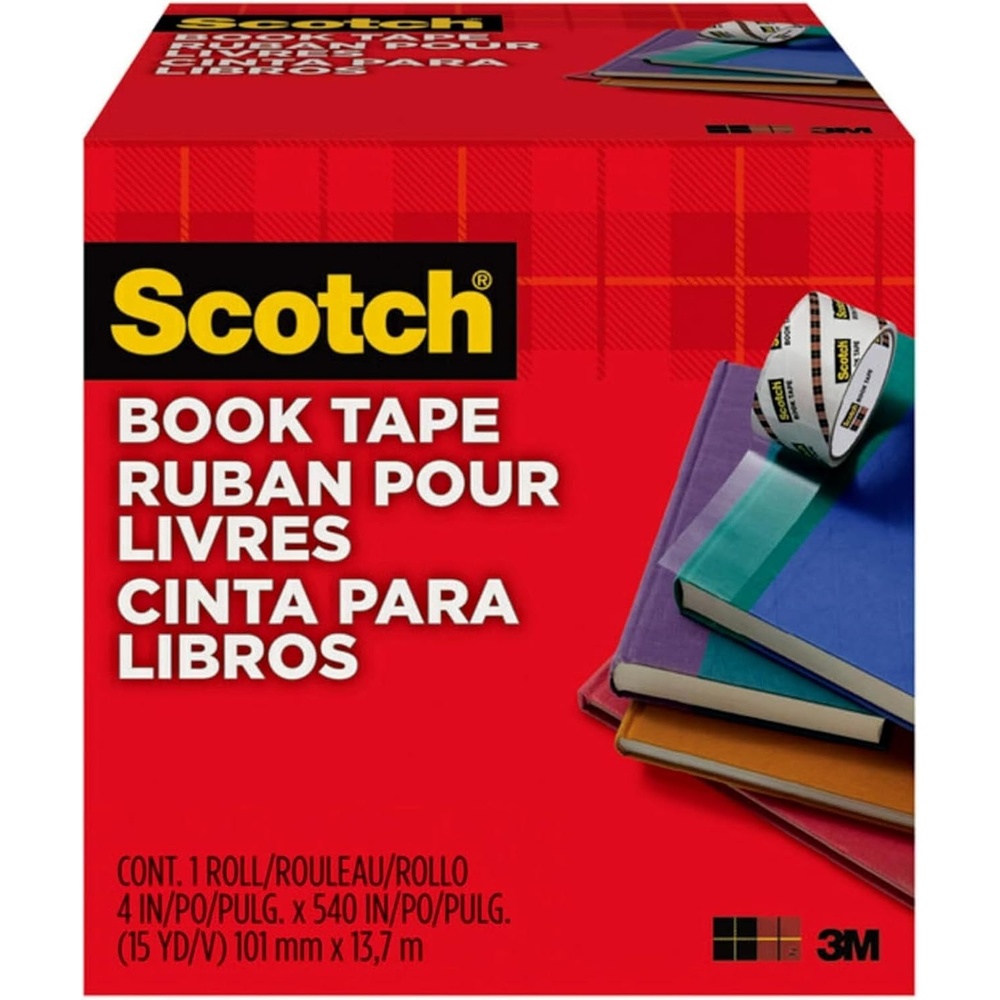 image:imageScotch Book Tape 4 in x 540 in Excellent for Repairing Reinforcing Protecting and Covering 8454004 Inches x 15 Yards Pack of 8