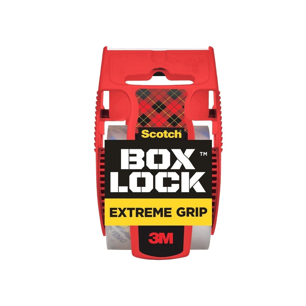image:imageScotch Box Lock Packing Tape Clear Extreme Grip Box Packaging Tape for Shipping and Mailing 188 in x 1000 in 1 Refill RollPack of 1