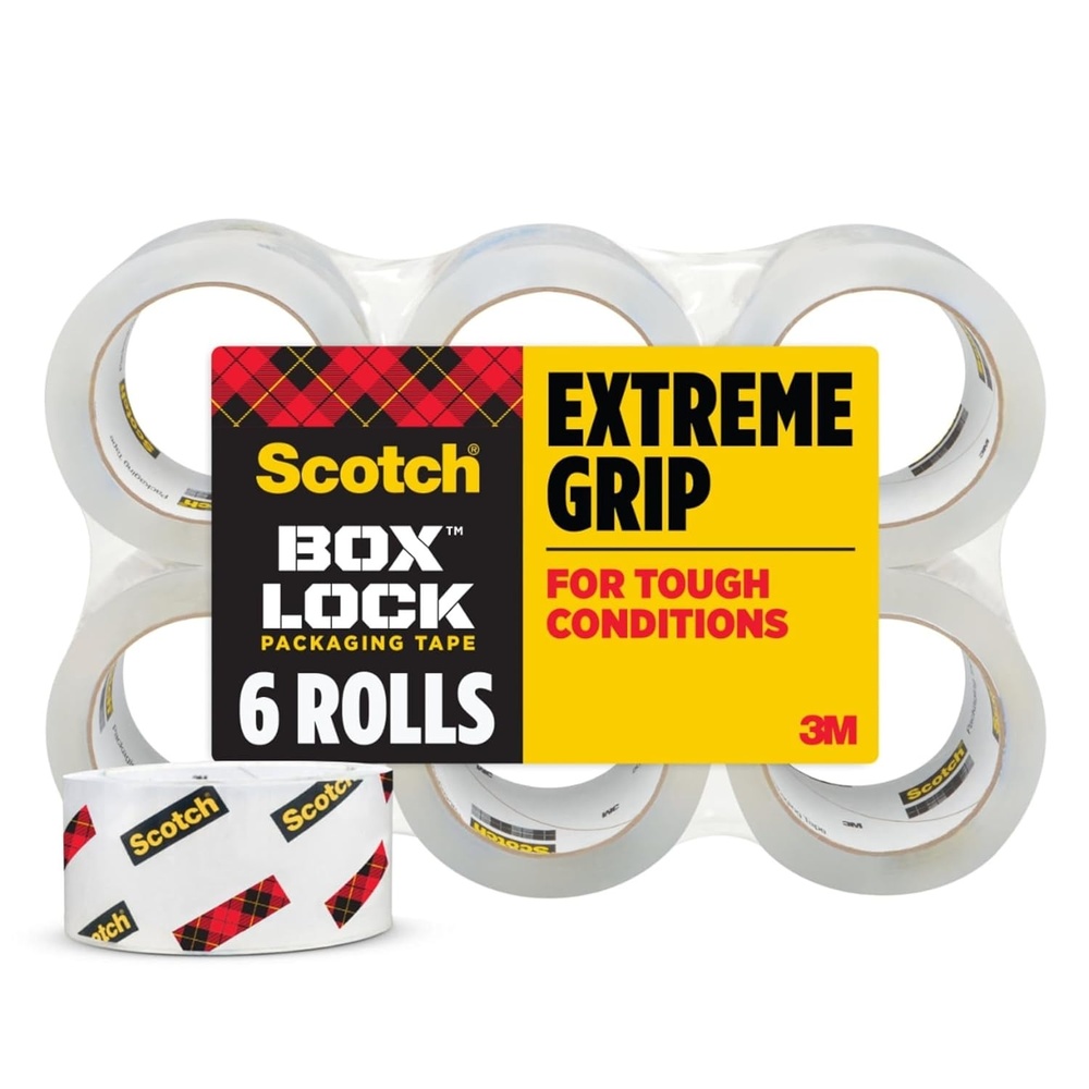 image:imageScotch Box Lock Packing Tape Clear Extreme Grip Box Packaging Tape for Shipping and Mailing 188 in x 546 yd 6 Rolls6 Rolls