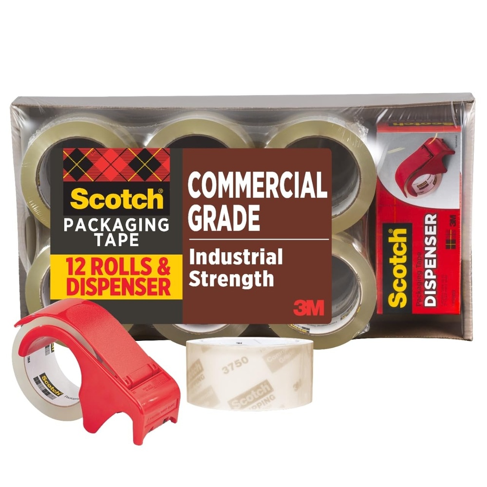 image:imageScotch Commercial Grade Shipping Packaging Tape 188 x 546 yd Designed for Packing Shipping and Mailing Guaranteed to Stay Sealed 3 Core Clear 6 Rolls 3750612 Rolls