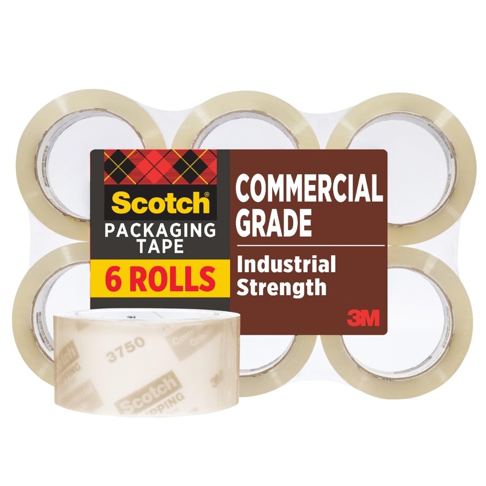 image:imageScotch Commercial Grade Shipping Packaging Tape 188 x 546 yd Designed for Packing Shipping and Mailing Guaranteed to Stay Sealed 3 Core Clear 6 Rolls 375066 Rolls