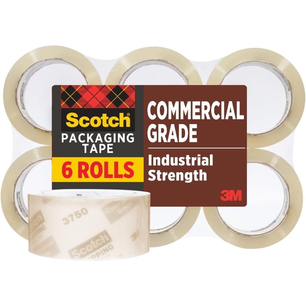 image:imageScotch Commercial Grade Shipping Packaging Tape 188 x 546 yd Designed for Packing Shipping and Mailing Guaranteed to Stay Sealed 3 Core Clear 6 Rolls 375066 Rolls Pack of 6
