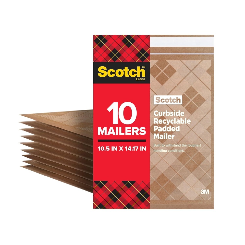 image:imageScotch Curbside Recyclable Padded Mailers 100 Pack 59 x 92 in Similar impact protection to traditional bubble mailers CR01105 in x 1475 in
