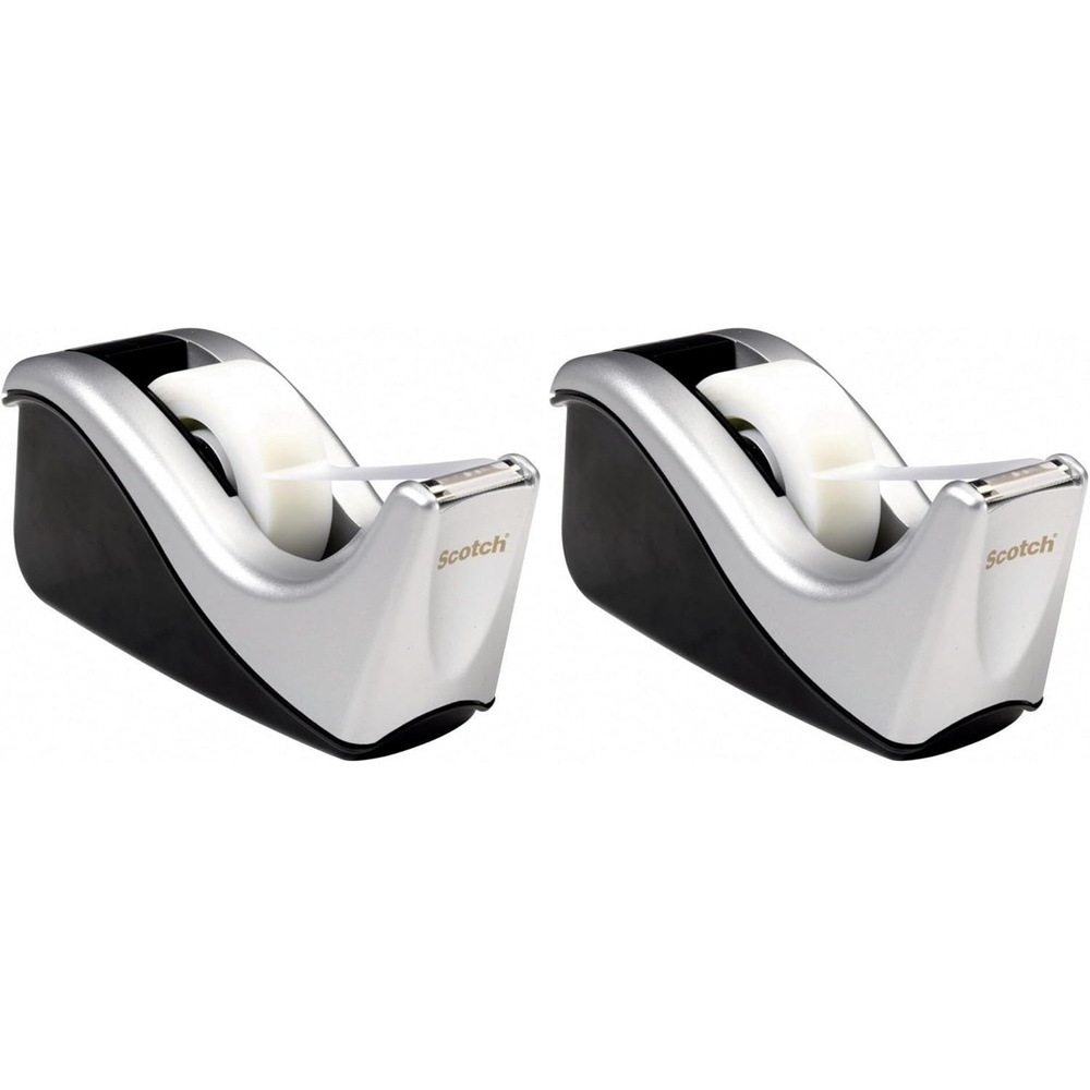 image:imageScotch Desktop Tape Dispenser Silvertech TwoTone C60ST1 Count Pack of 2