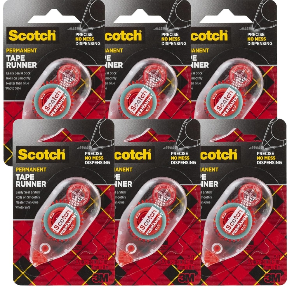 image:imageScotch Double Sided Tape Runner 027 in x 26 ft Perfect for Holiday Crafts Gifts and DIY 1Pack6Pack