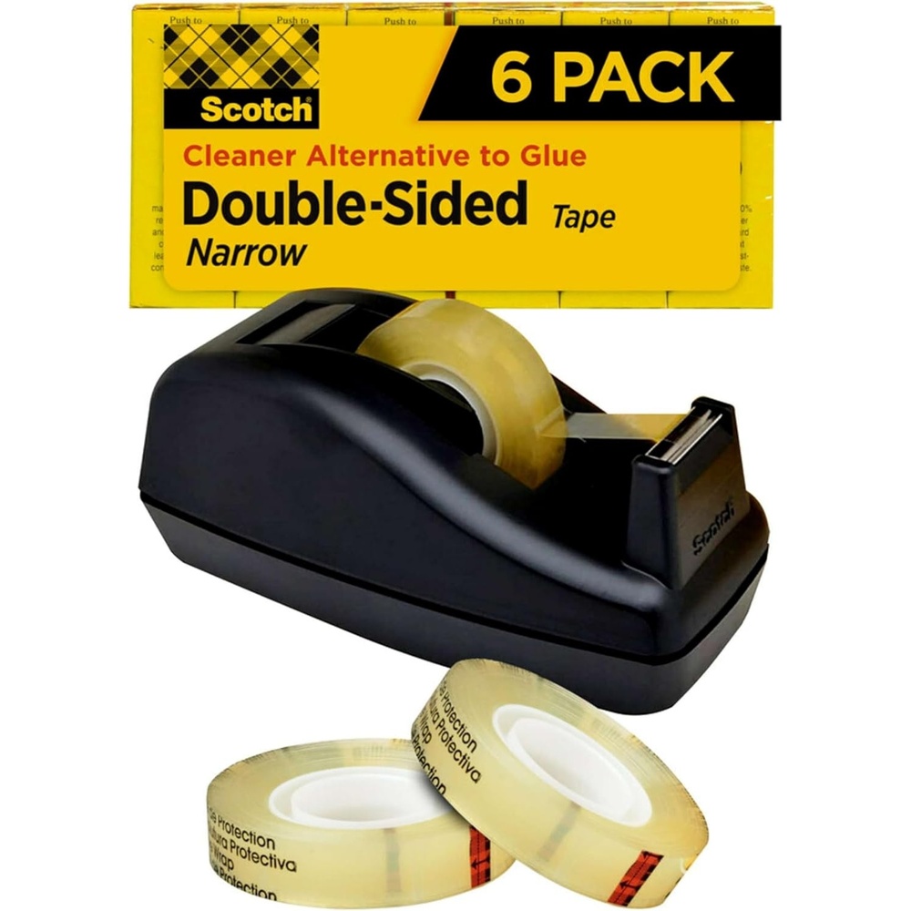 image:imageScotch Double Sided Tape with Tape Dispenser Office and School Supplies for Arts and Crafts Alternative to Scrapbooking Tape 050 in x 900 in 1 Dispenser and 6 Refill Tape Rolls12 x 900 in