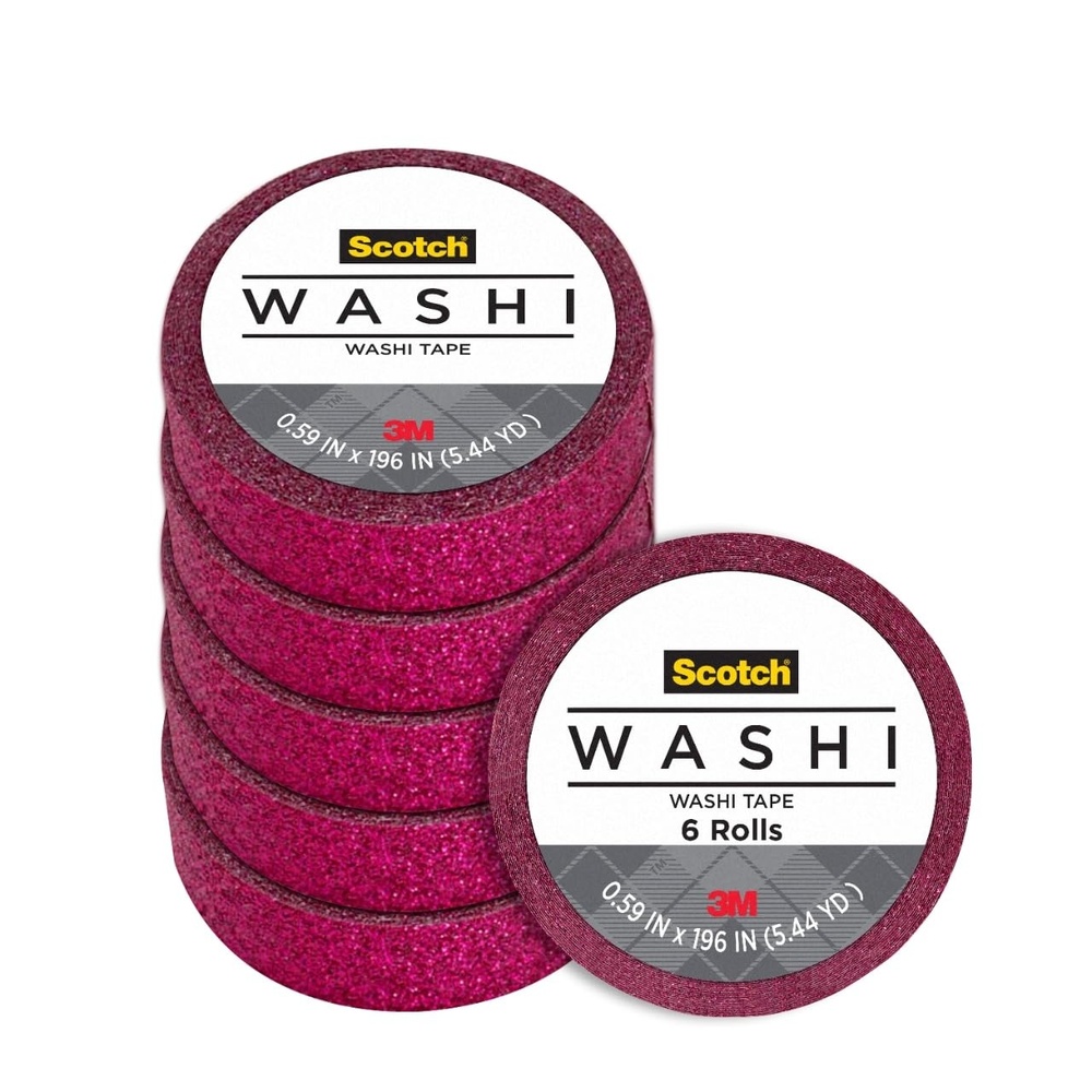 image:imageScotch Expressions Glitter Tape 059  x 196  Black 6 Rolls C514BLKHot Pink