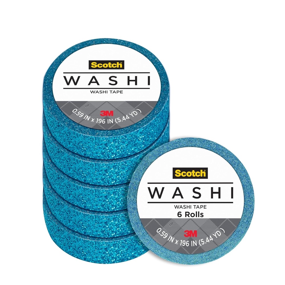 image:imageScotch Expressions Glitter Tape 059  x 196  Black 6 Rolls C514BLKTeal Glitter