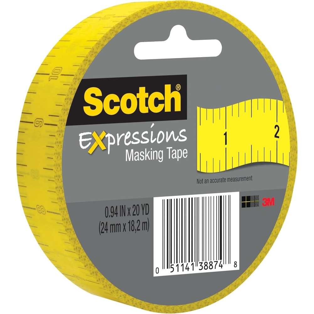 image:imageScotch Expressions Masking Tape 94 in x 20 yd Ruler Pattern 6 RollsLarge Pack of 6