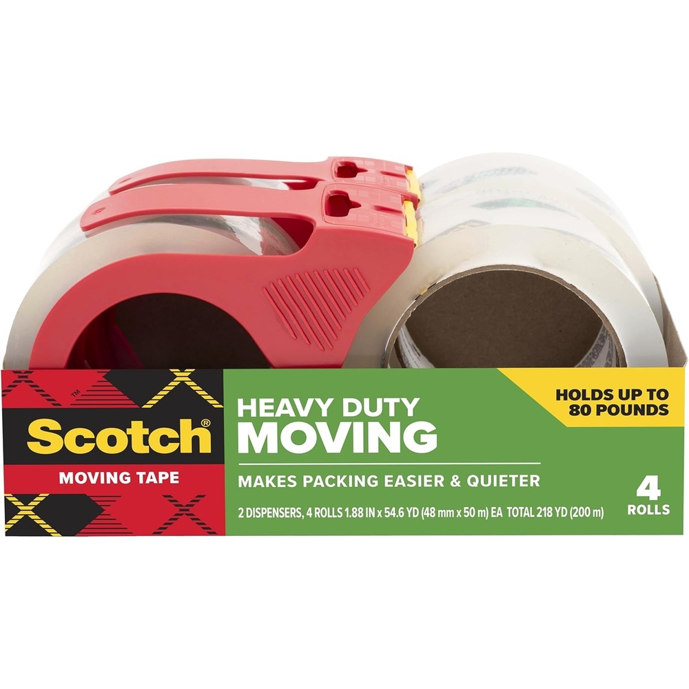 image:imageScotch Heavy Duty Moving Packing Tape Clear Makes Packing Easier amp Quieter 188 in x 546 yd 2 Tape Rolls with 1 Heavy Duty Dispenser4 Tape Rolls  2 Dispensers