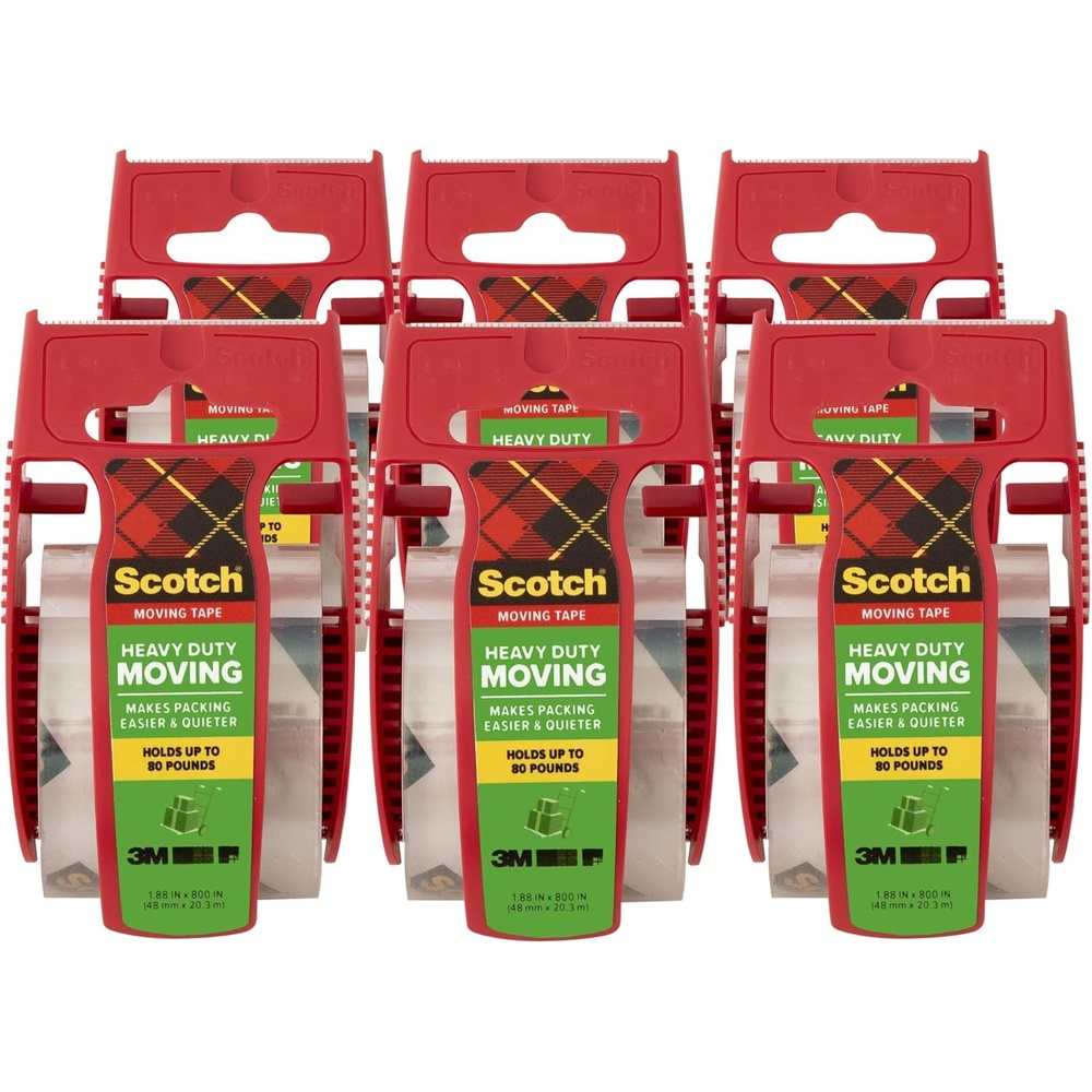 image:imageScotch Heavy Duty Moving Packing Tape Clear Makes Packing Easier amp Quieter 188 in x 546 yd 2 Tape Rolls with 1 Heavy Duty Dispenser6 Dispensered Moving Tapes