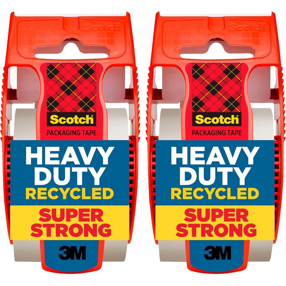 image:imageScotch Heavy Duty Recycled Packaging Tape Shipping and Packing Tape 188 in x 800 in 6 Rolls with Dispensers Red2 Rolls