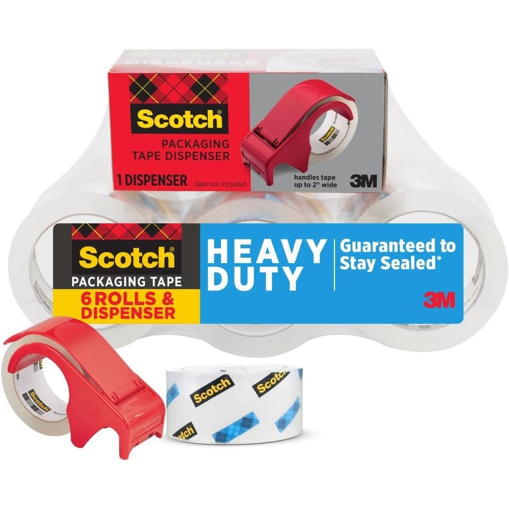 image:imageScotch Heavy Duty Shipping Packaging Tape 188 x 546 yd 3 Core Clear Great for Packing Shipping amp Moving 12 Rolls with Dispenser6 Rolls