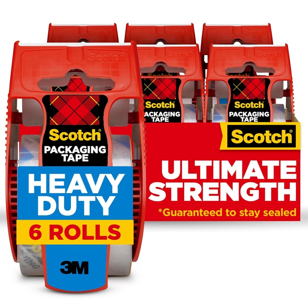 image:imageScotch Heavy Duty Shipping Packing Tape Clear Packing Tape for Moving Boxes and Packaging Supplies 188 in x 222 yd 6 Roll Dispensers Moving Supplies6 Rolls