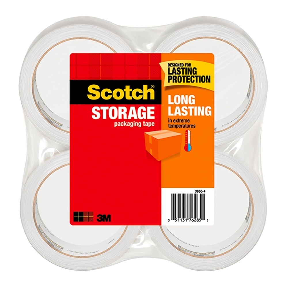 image:imageScotch Long Lasting Storage Packaging Tape 188 x 546 yd Designed for Storage and Packing Stays Sealed in Weather Extremes 3 Core Clear 4 Rolls 36504
