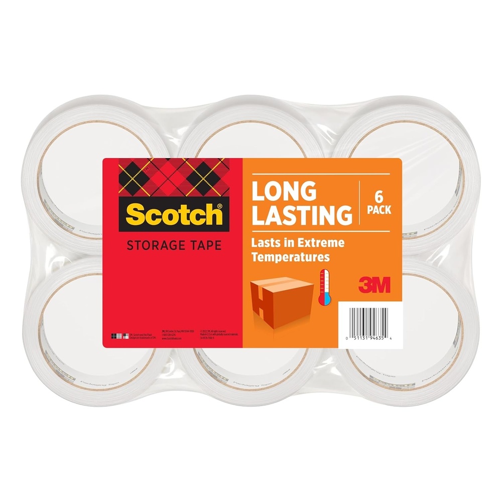image:imageScotch Long Lasting Storage Packing Tape Rolls Clear Storage Tape Withstands Extreme Temperatures 188 in x 546 yd 6 Refill Rolls6 Rolls