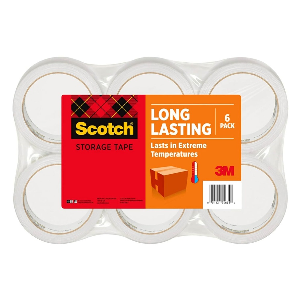 image:imageScotch Long Lasting Storage Packing Tape Rolls Clear Storage Tape Withstands Extreme Temperatures 188 in x 546 yd 6 Refill RollsCase