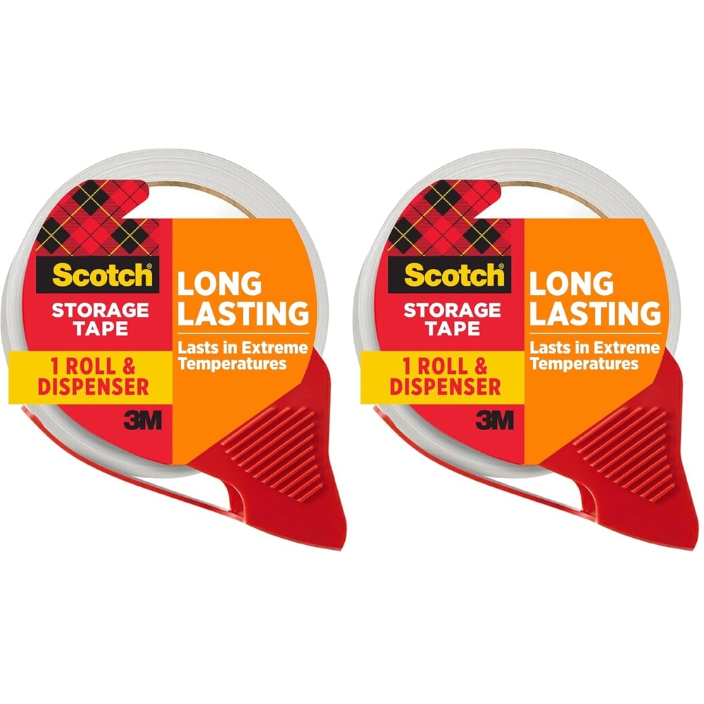 image:imageScotch Long Lasting Storage Shipping Packaging Tape 188 x 382 yd 1 Roll with Dispenser 3650SRDESF1 Roll Pack of 2