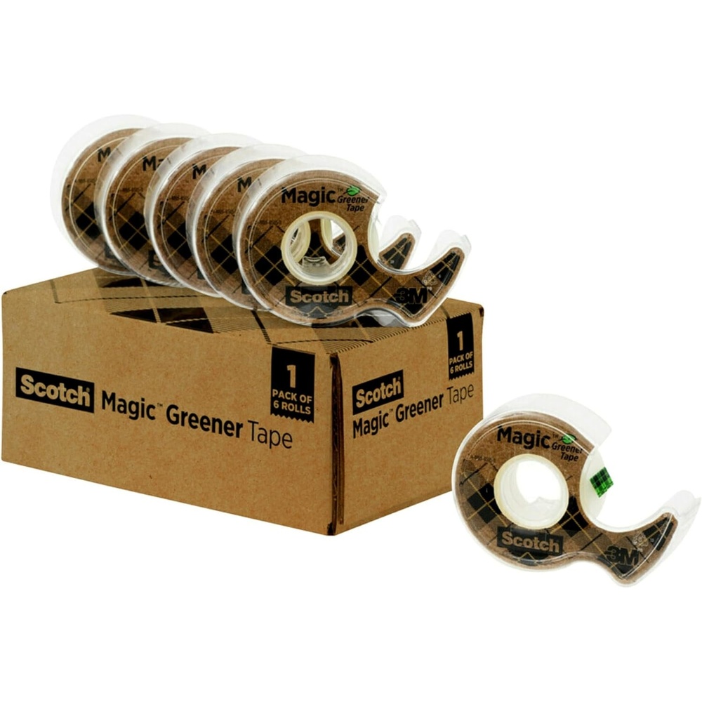 image:imageScotch Magic Greener Tape 6 Rolls Numerous Applications Invisible Tape Engineered for Repairing 34 in x 600 in 6 Dispensers 61236Pack