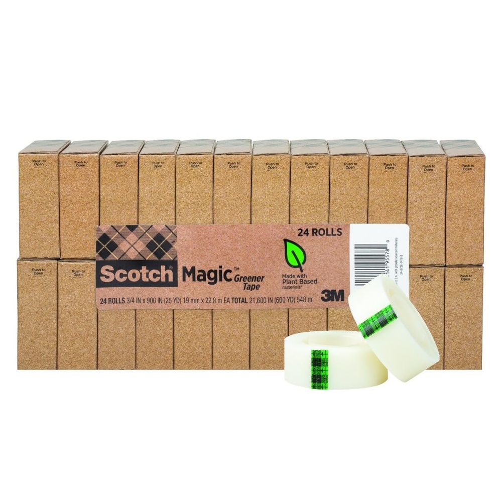 image:imageScotch Magic Greener Tape Invisible Tape for Fixing Paper Office Supplies and Back to School Supplies 075 in x 900 in 24 Rolls24 Rolls
