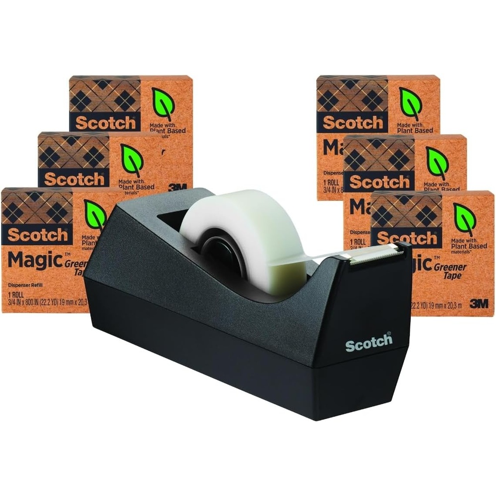 image:imageScotch Magic Greener Tape with Dispenser 34 in x 900 Inches 6 Boxes of Tape and 1 Desktop DispenserTape 34W x 900L