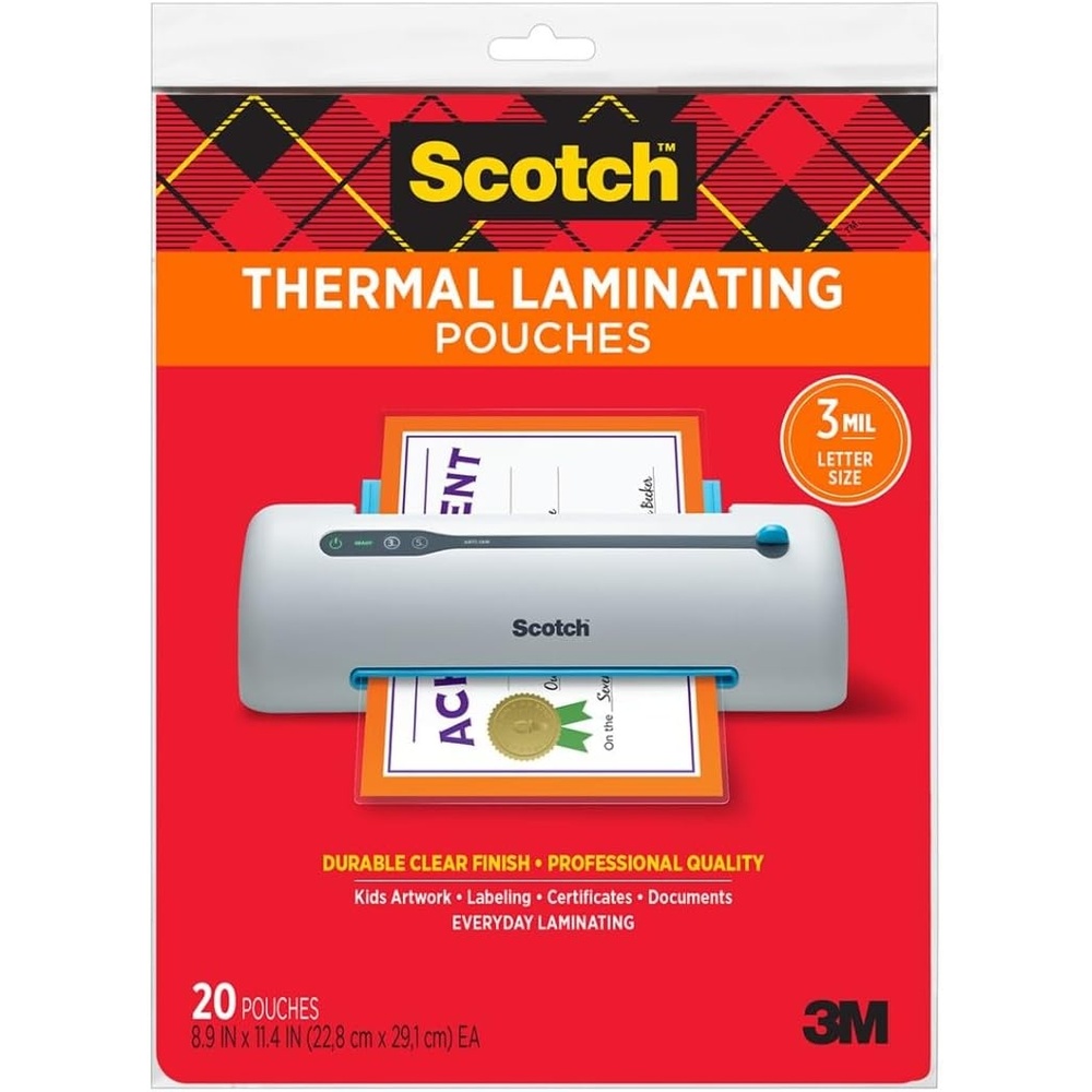 image:imageScotch Matte Thermal Laminating Pouches Ultra Clear with Matte Finish Letter Size 89 in x 114 in 50Pack20Pack