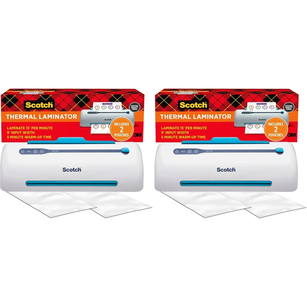 image:imageScotch PRO TL906 Thermal Laminator Machine 1 Laminating Device WhiteBlue Laminate Recipe Cards Photos Documents for Home Office or School Supplies 9 in9 in Pack of 2