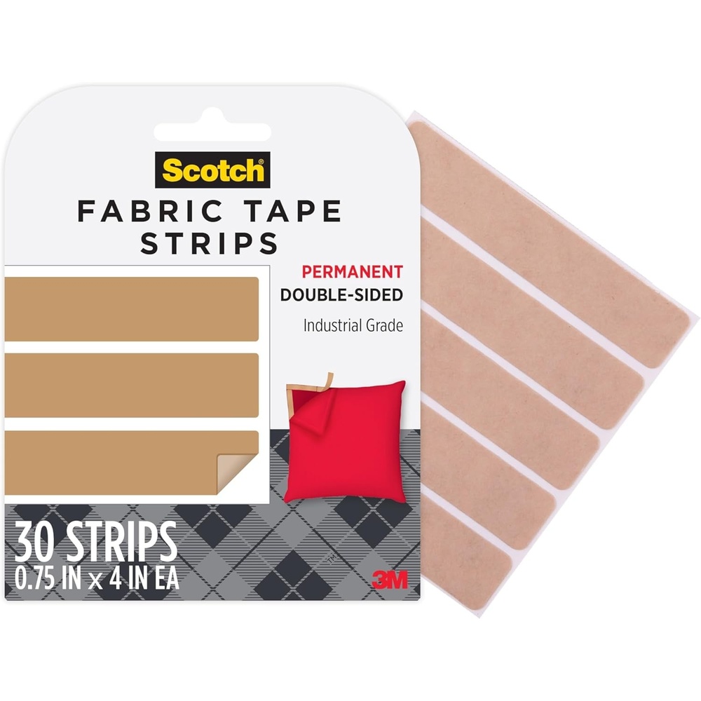 image:imageScotch Permanent Fabric Tape Strips 075 in x 4 in Machine Washable Perfect Hemming Tape for DIY and Crafting 1Pack 30 Strips