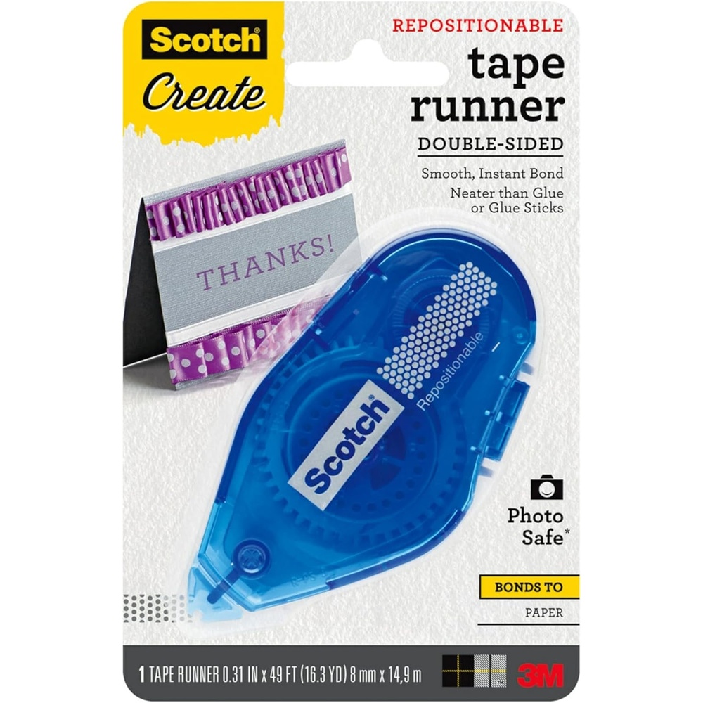 image:imageScotch Repositionable Tape Runner 031 in x 49 ft Double Sided Tape Runner for Crafts and DIY 1PackRepositionable
