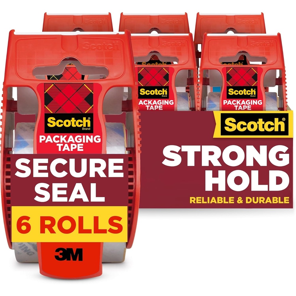 image:imageScotch Secure Seal Packing Tape Ultra Clear Reliable and Durable Seal 188 in x 800 in 6 Packaging Rolls with Dispensers6 Rolls