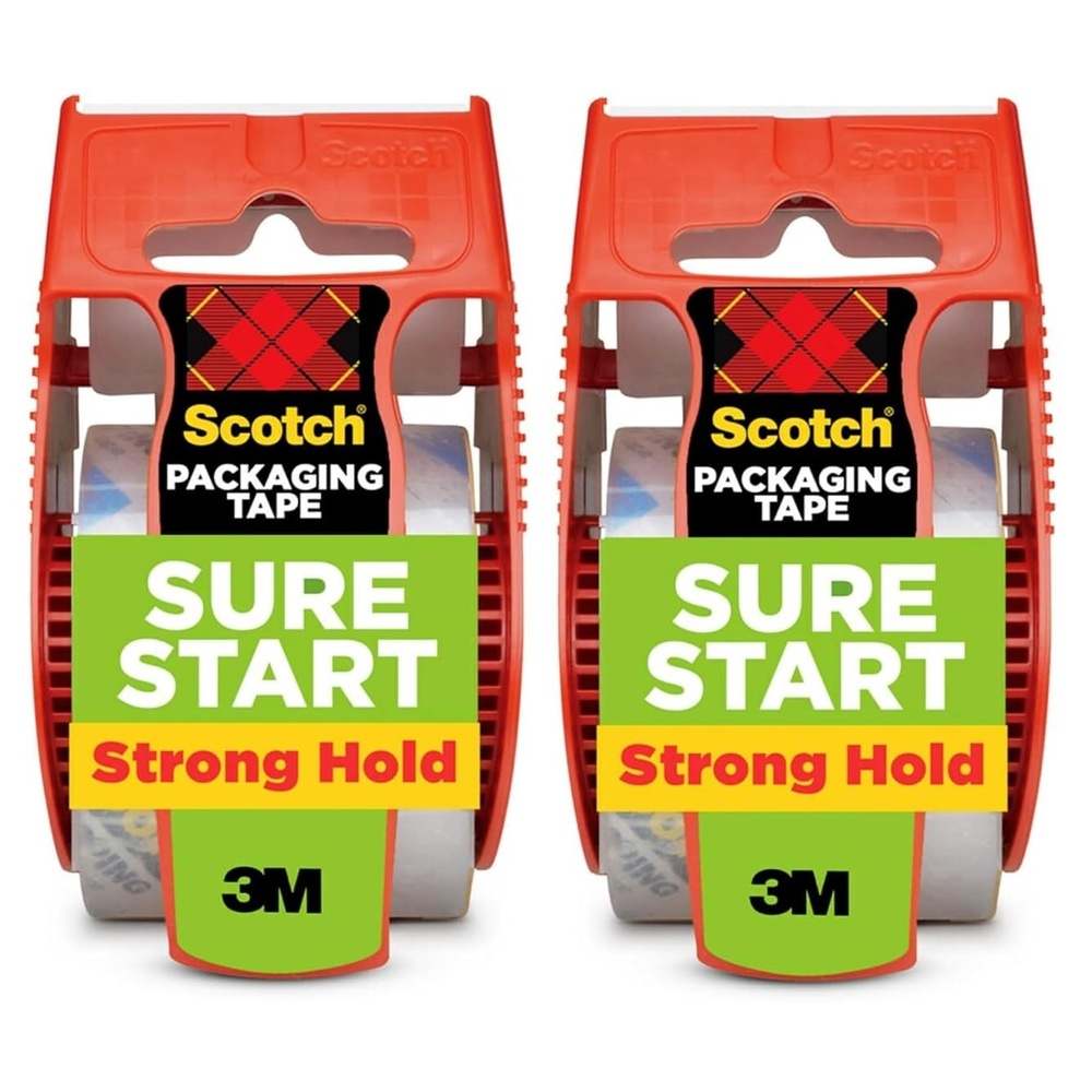 image:imageScotch Sure Start Packing Tape Clear Quiet Unwind and Easy Start 188 in x 222 yd 6 Tape Rolls with Dispensers2 Rolls