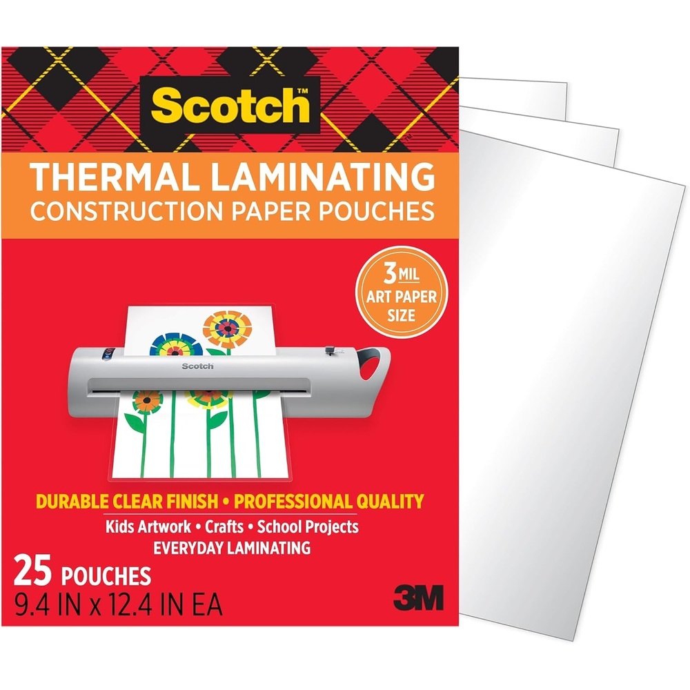 image:imageScotch Thermal Laminating Pouches for Construction Paper 3 Mil 9 x 12 Size Everyday Laminating Kids Artwork Crafts amp School Projects Requires 13 Inch Laminator Machine 25 Laminator Pouches