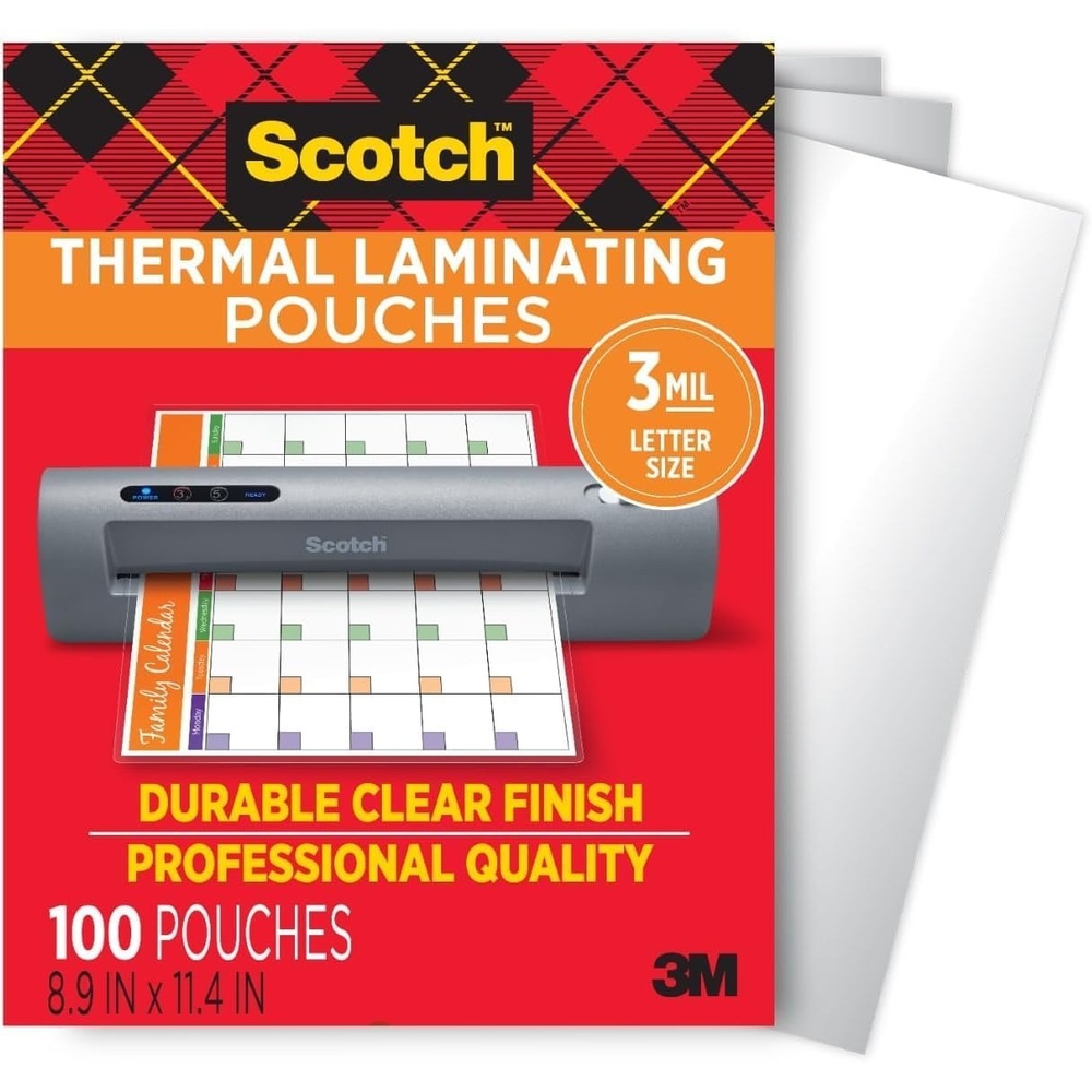 image:imageScotch Thermal Laminating Pouches for Use with Thermal Laminators 89 x 114 Inches Letter Size Sheets 100Pack100 Count Pack of 6