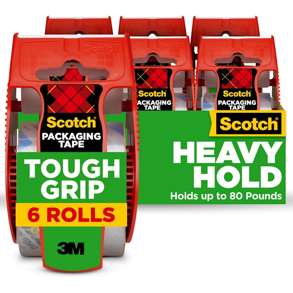 image:imageScotch Tough Grip Moving Packing Tape Clear Moving Tape that Secures Boxes up to 80 Pounds 188 in x 222 yd 6 Tape Rolls with Dispensers