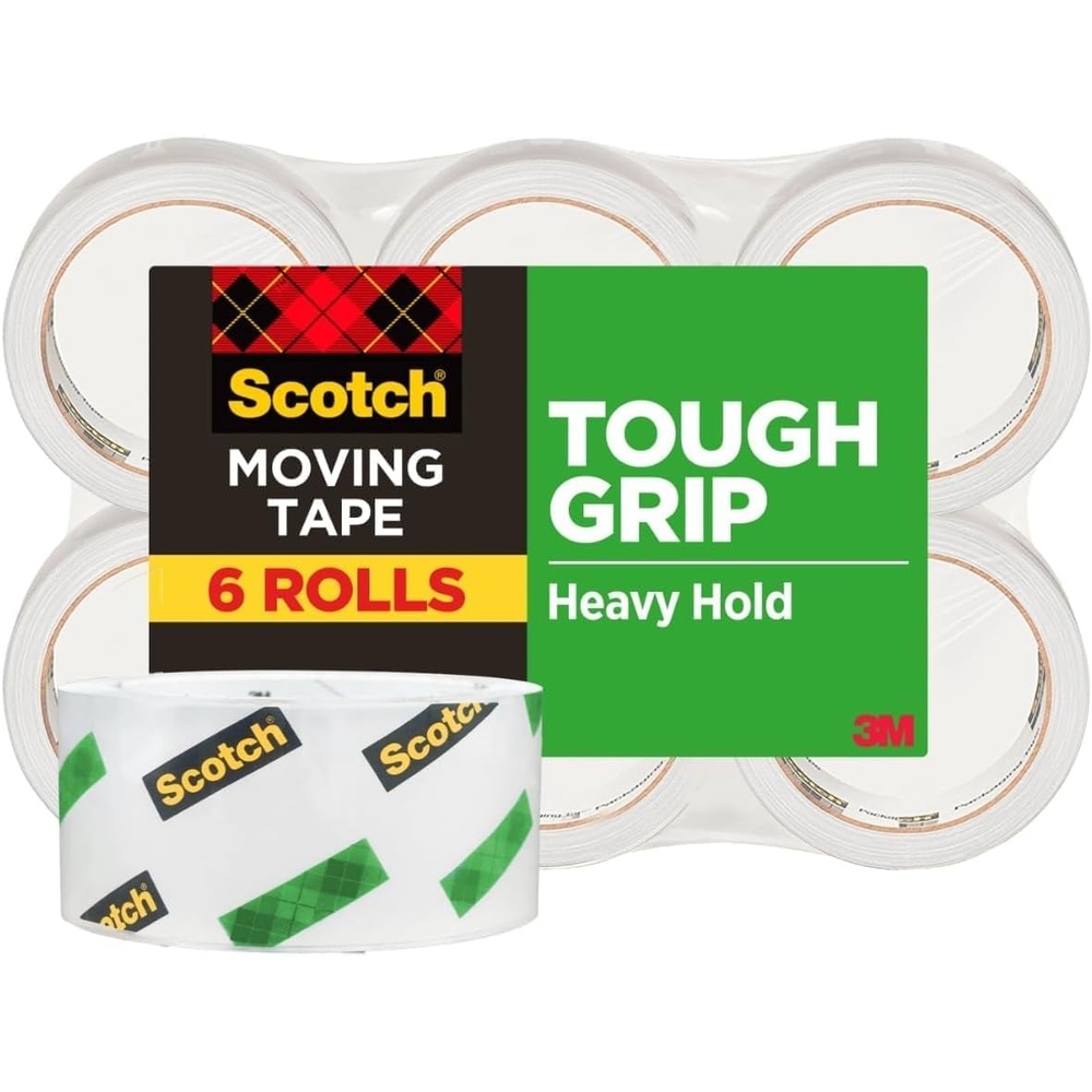 image:imageScotch Tough Grip Moving Packing Tape Clear Moving Tape that Secures Boxes up to 80 Pounds 188 in x 437 yd 6 Tape Rolls6 Rolls Pack of 6