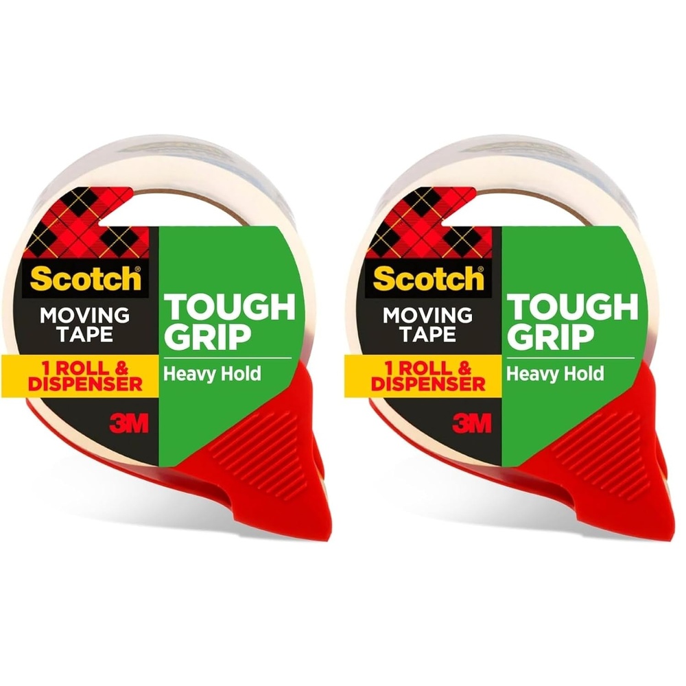 image:imageScotch Tough Grip Moving Packing Tape Clear Moving Tape that Secures Boxes up to 80 Pounds 188 in x 546 yd 1 Tape Roll1 Roll Pack of 2