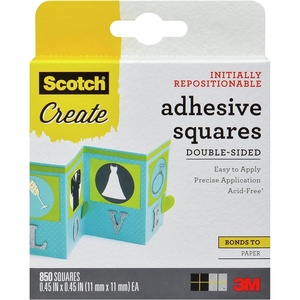 Scotch Adhesive Squares, Double-Sided Tape Squares for Crafting, Art, Gift Wrapping and More, 0.45-in.-by-0.45-in., 850 Total(White)