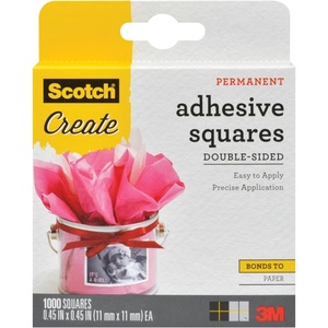 Scotch Adhesive Squares, Permanent Double-Sided Tape Squares for Crafting, Art, Gift Wrapping and More, .45 in x .45in., 1-Pack, 1000 Total(Squares)