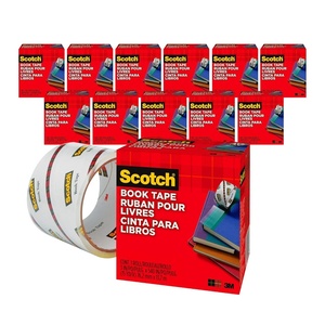 Scotch Book Tape, 3 in x 540 in, Excellent for Repairing, Reinforcing Protecting, and Covering (845-300)(12)