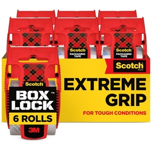 Scotch Box Lock Packing Tape, Clear, Extreme Grip Box Packaging Tape for Shipping and Mailing, 1.88 in x 22.2 yd, 1 Refill Roll(6 Rolls (Pack of 6))